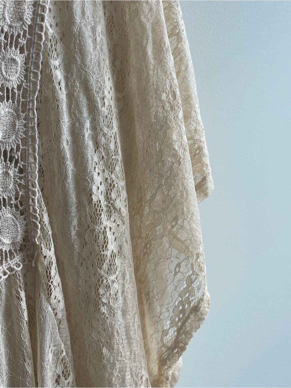 Cream Lace Crochet Boho Top Fairy Indie Romantic Sheer Boutique - Picture 8 of 13